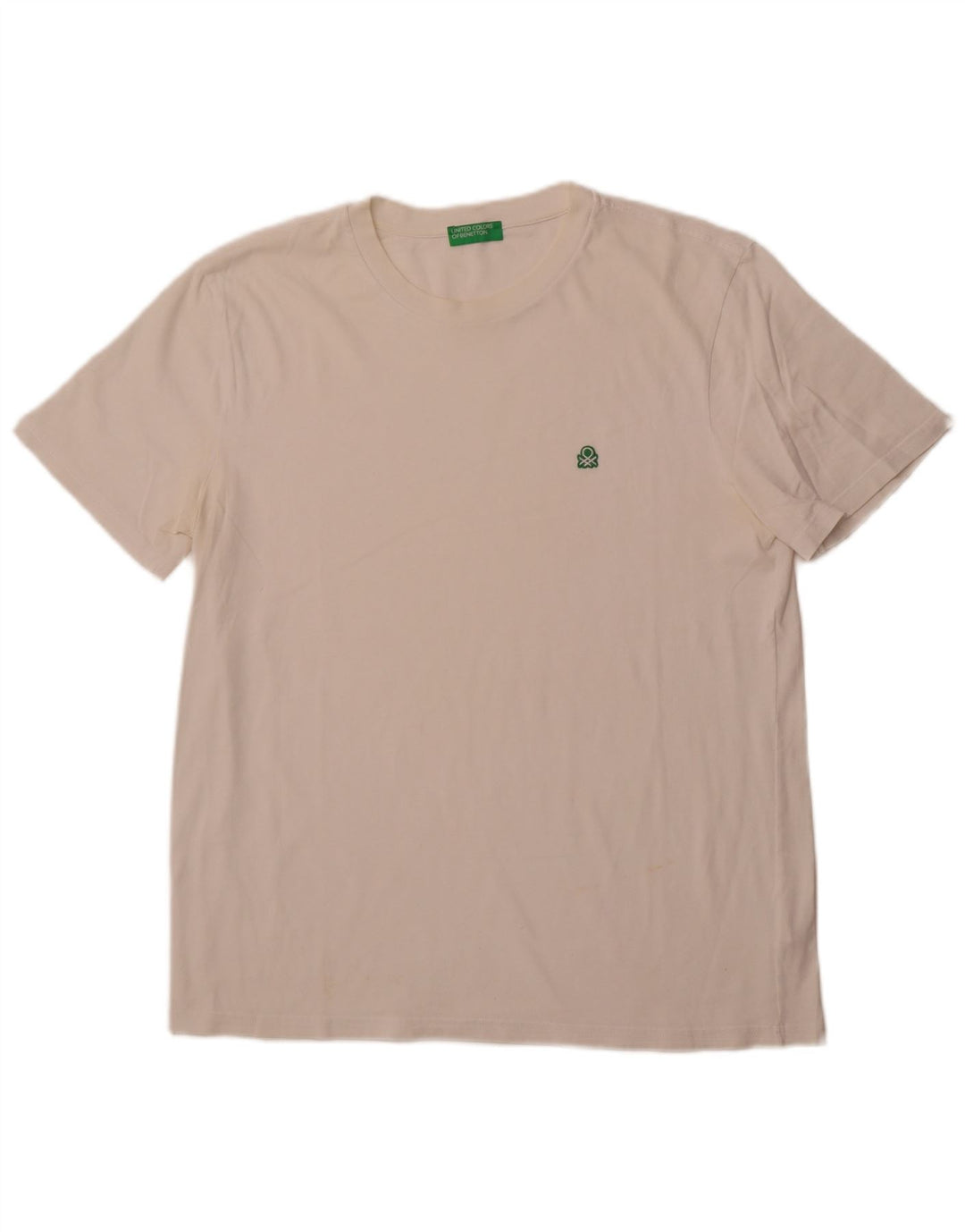 BENETTON Herren T-Shirt Top Large Weiß Baumwolle