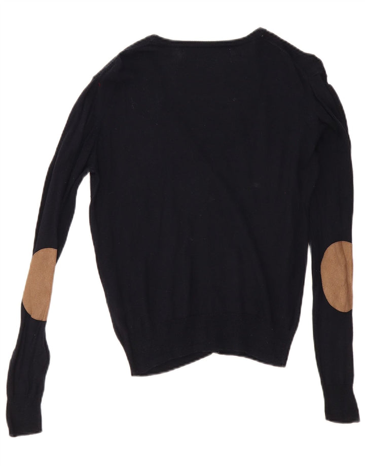 Zara Damen-Cardigan-Pullover UK 12 Mittelmarineblaue Baumwolle