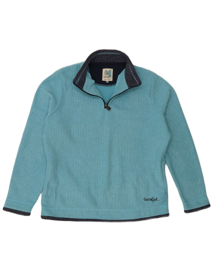 Weird Fish Damen-Fleecepullover mit Reißverschluss am Hals, UK 16, Größe L, Blau, Polyester