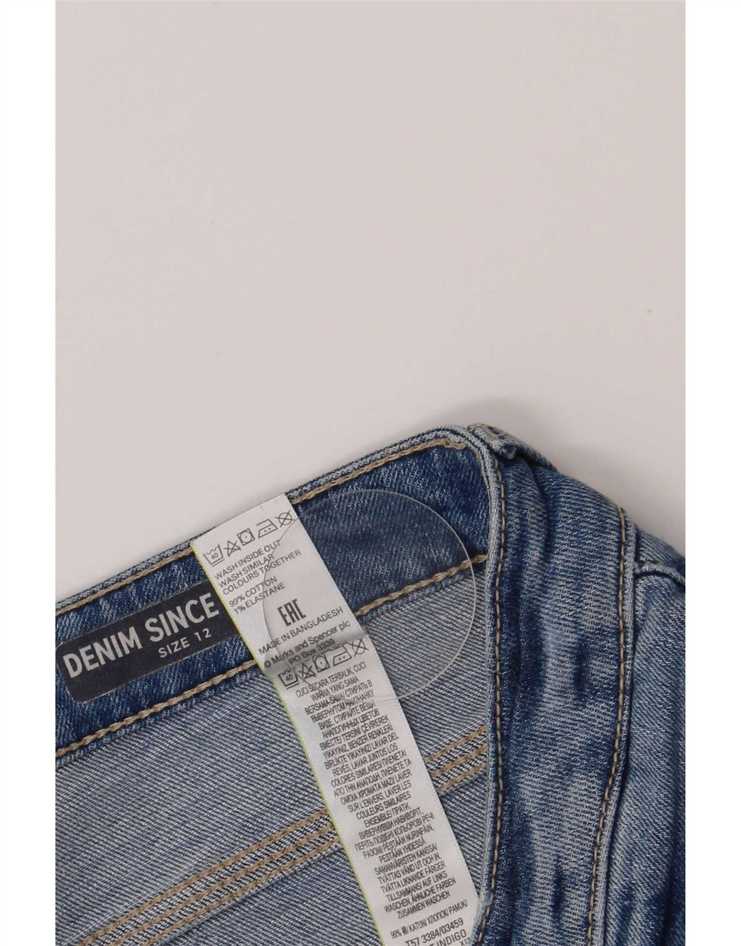 Marks & Spencer Damen-Jeansshorts im Used-Look, UK 12, Mittel W30, Blau, Baumwolle