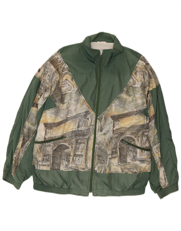 VINTAGE Herren-Trainingsanzug mit lockerer Passform, grafisches Oberteil, Jacke, klein, Khaki, Polyamid