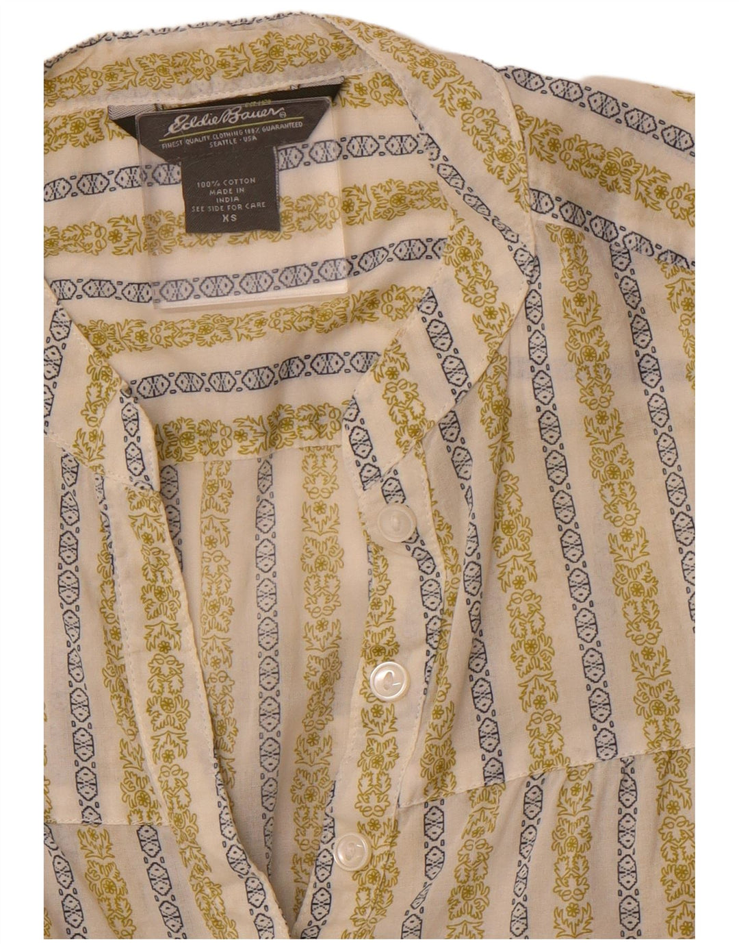 Eddie Bauer Damenhemd UK 6 XS Grün geblümte Baumwolle