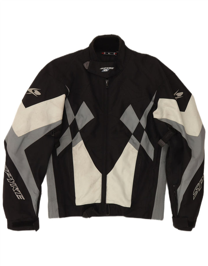 Spyke Herren-Bomberjacke mit Grafik, UK 40, Größe L, Schwarz, Colourblock-Biker