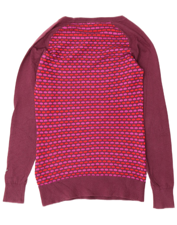 Puma Damen-Pullover mit U-Boot-Ausschnitt, Gr. 8, klein, lila, geometrisch, Baumwolle