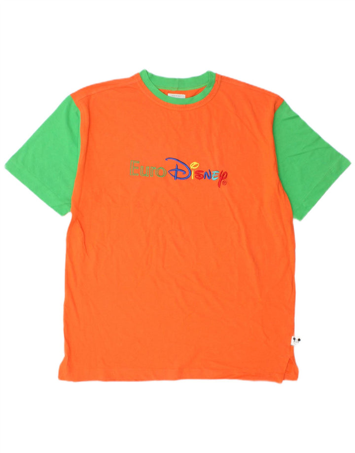 BENETTON Herren Mickey Mouse Grafik-T-Shirt-Oberteil Mittelorange Farbblock