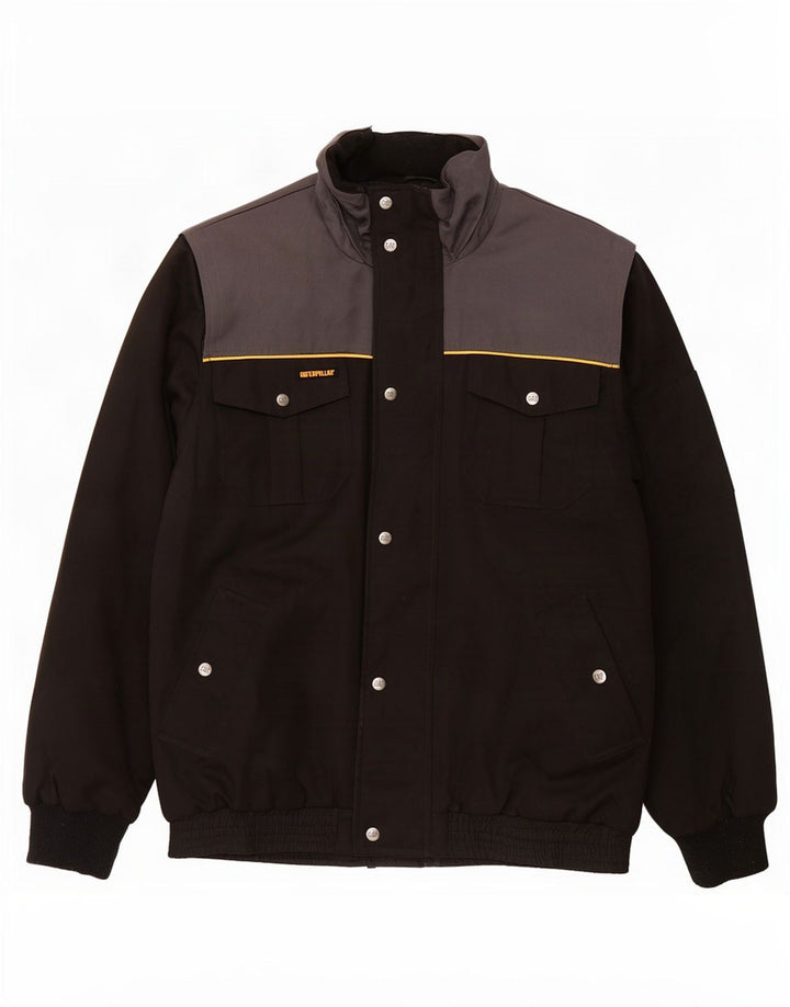CAT Herren-Utility-Jacke mit Kapuze, UK 42, XL, schwarzes Colourblock-Polyester