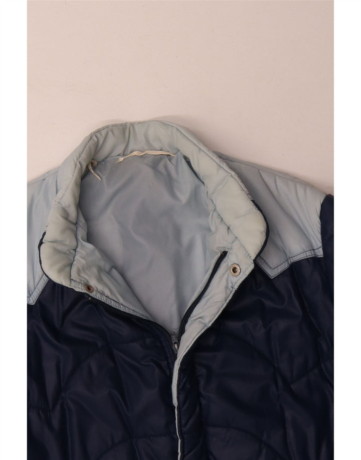 Wattierte Vintage-Jacke für Herren, UK 40, groß, marineblau, Colourblock-Polyamid