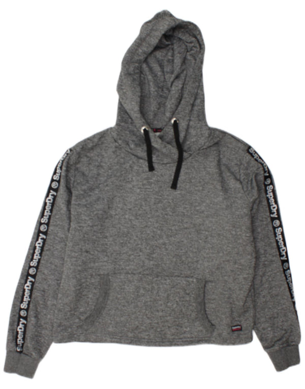 Superdry Womens Graphic Hoodie Jumper UK 14 Medium Grey Colourblock