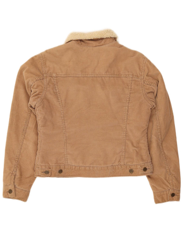 Lee Damen Crop Sherpa Cordjacke UK 14 Large Beige Baumwolle