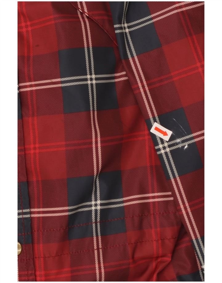 JACK WILLS Übergroße Damen-Regenjacke mit Kapuze, UK 6 XS, rot kariertes Polyester