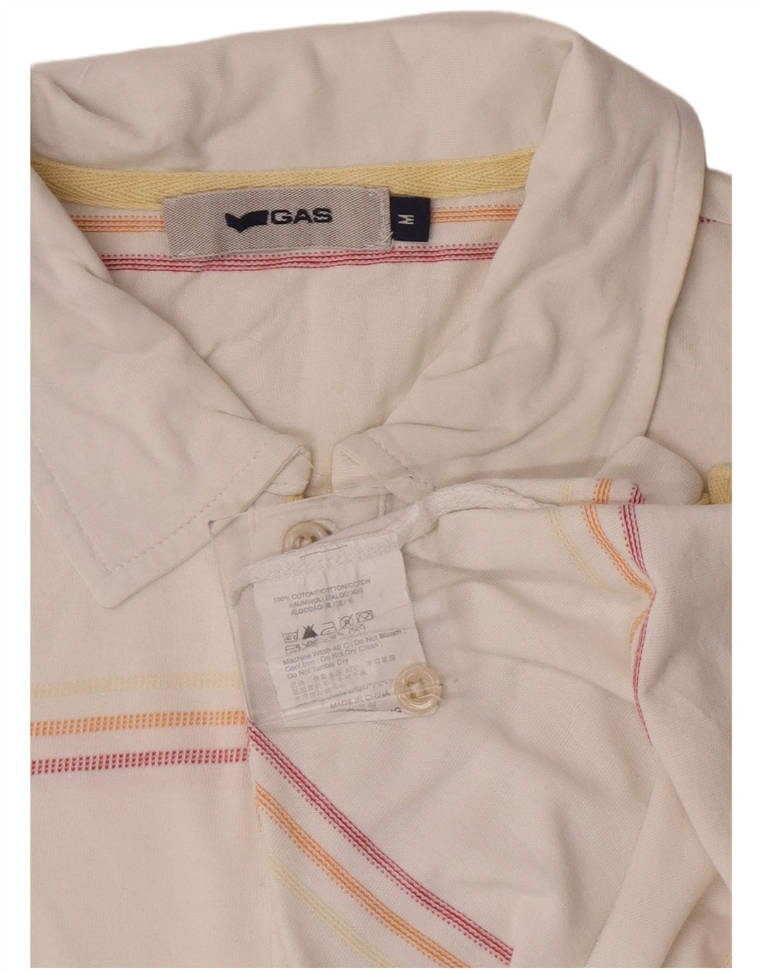 Gas Herren-Poloshirt aus mittelweißer, gestreifter Baumwolle