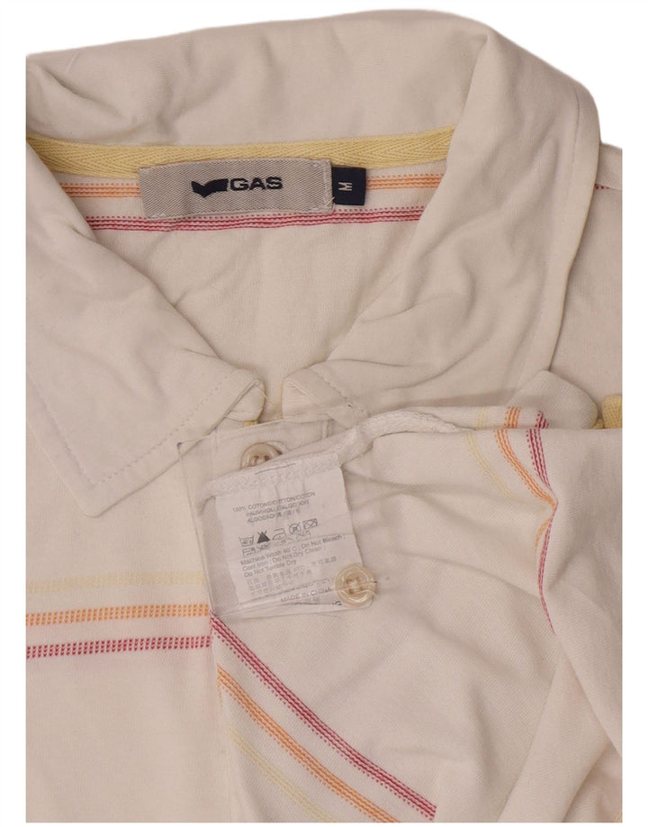Gas Herren-Poloshirt aus mittelweißer, gestreifter Baumwolle