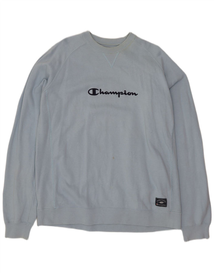 Champion Herren-Sweatshirt mit Grafik, 2XL, blaue Baumwolle