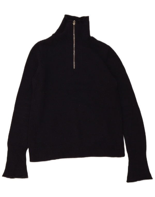 Zara Damen-Pullover mit Reißverschluss am Hals, UK 12, Mittelschwarz, Polyester