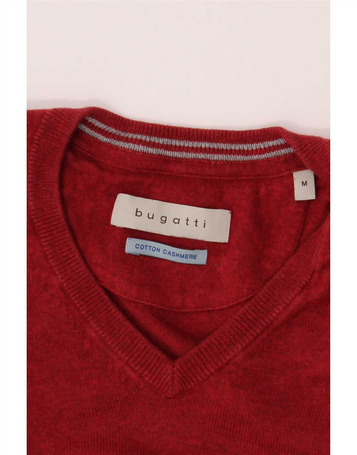 Bugatti Herren-Pullover mit V-Ausschnitt, mittlere burgunderrote Baumwolle