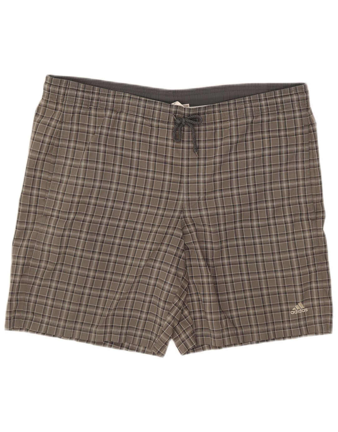 Adidas Herren-Badeshorts, groß, grau kariert, Polyester