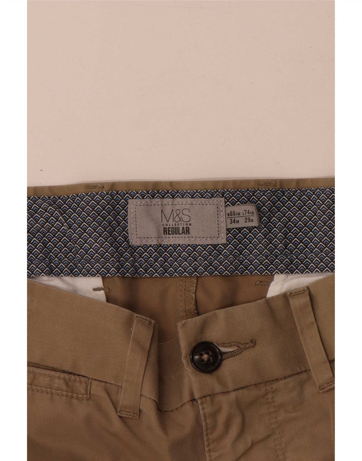 Marks & Spencer Herren-Chinohose, normal, W34, L29, Beige, Baumwolle