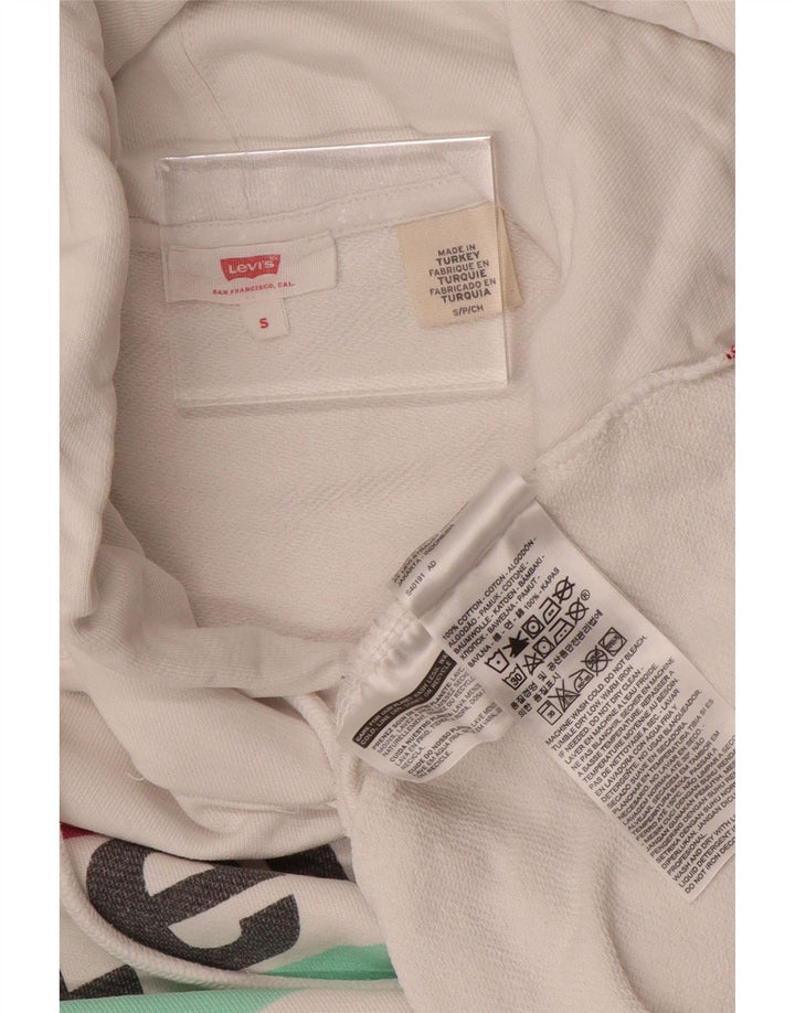 LEVI'S Damen-Pullover mit übergroßem grafischem Kapuzenpullover, UK 10, Größe S, weiße Baumwolle