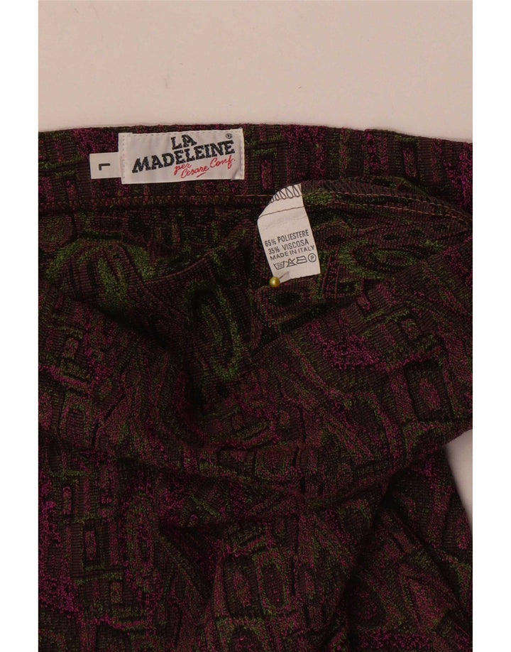 Vintage Damen Bleistiftrock Groß W32 Burgund Geometrisch Polyester