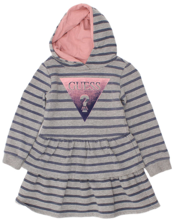 Guess Pulloverkleid mit Grafik für Mädchen, 2–3 Jahre, grau gestreift, Baumwolle