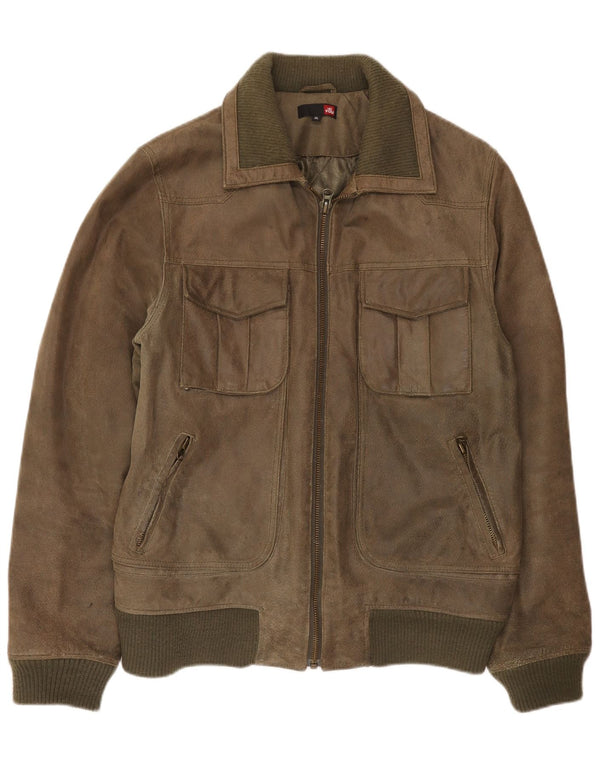 4 You Herren Wildleder Bomberjacke UK 42 XL Braunes Leder