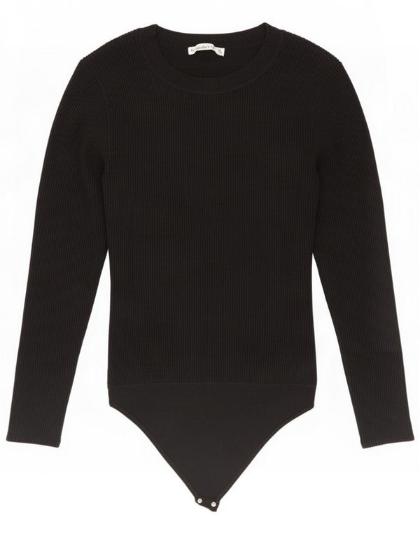 Abercrombie & Fitch Damen Langarm-Body UK 12 Mittelschwarze Viskose