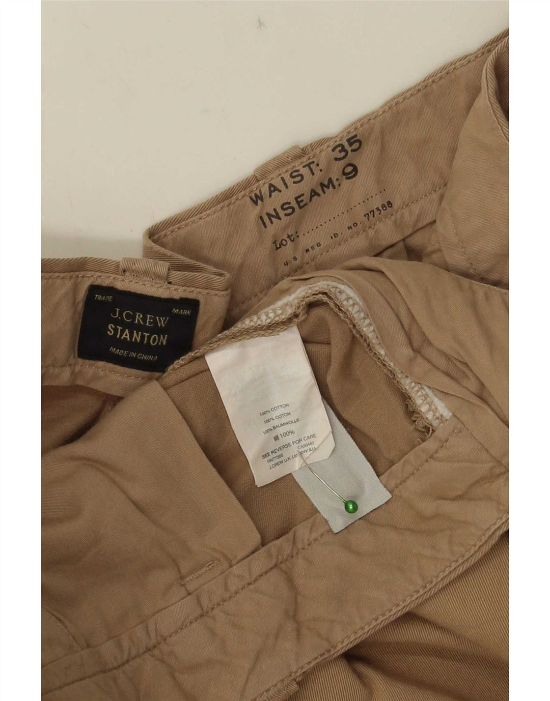 J. Crew Herren Stanton Chino Shorts W35 Large Beige Baumwolle