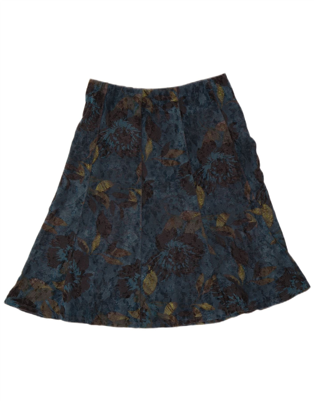 Marks & Spencer Damen A-Linien-Rock UK 12 Medium W30 Blaues Blumenmuster aus Polyester