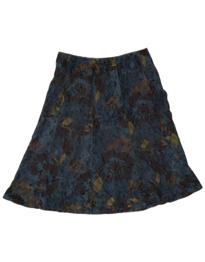 Marks & Spencer Damen A-Linien-Rock UK 12 Medium W30 Blaues Blumenmuster aus Polyester