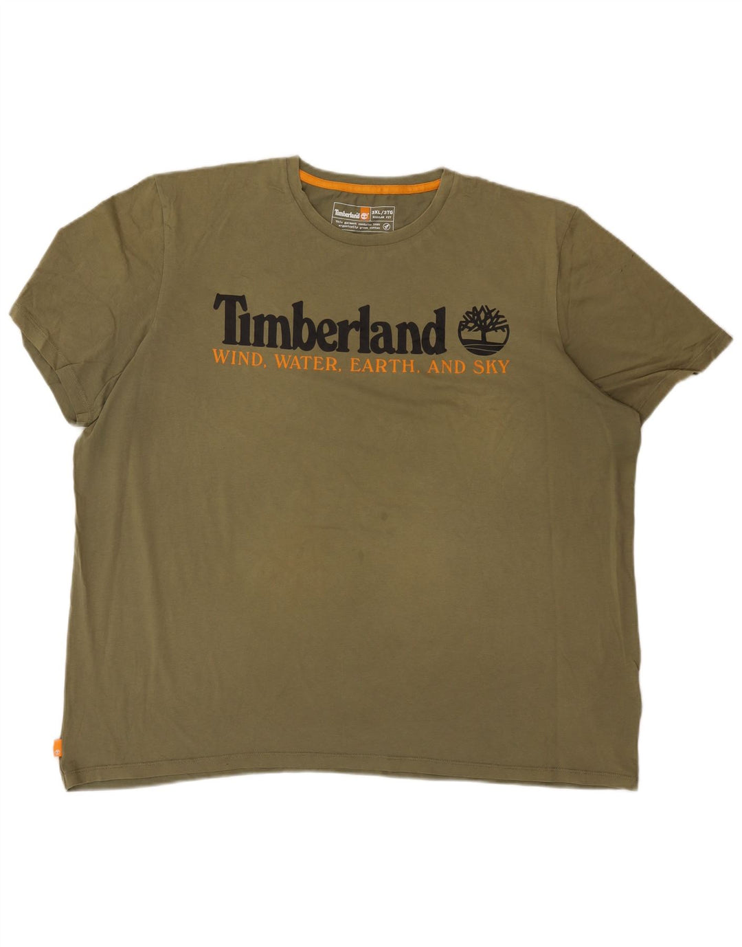 TIMBERLAND Herren-T-Shirt mit normaler Passform und Grafik, 3XL, Khaki, Baumwolle