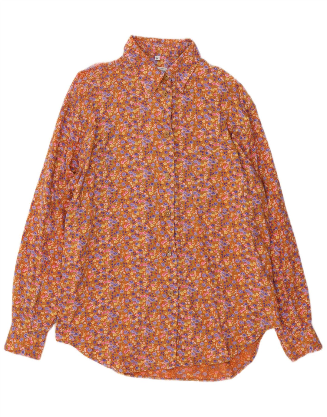 Vintage Damen-Hemd UK 14 Medium Mehrfarbige Viskose mit Blumenmuster