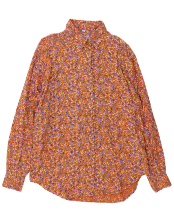 Vintage Damen-Hemd UK 14 Medium Mehrfarbige Viskose mit Blumenmuster