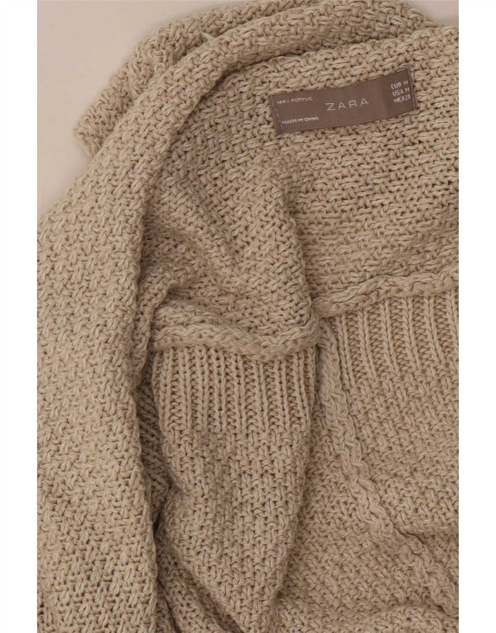 Zara Damen-Strickjacke, übergroß, kurzärmelig, offen, Gr. 14, Mittelbeige