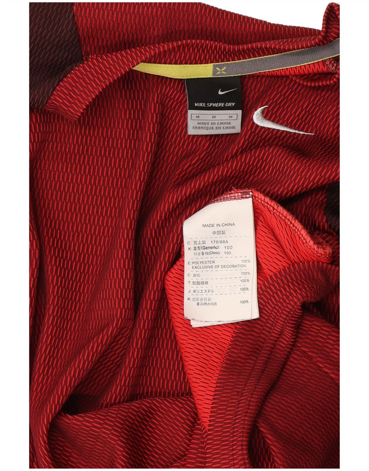 Nike Herren-T-Shirt-Oberteil, mittleres Burgunderrot, Farbblock-Polyester