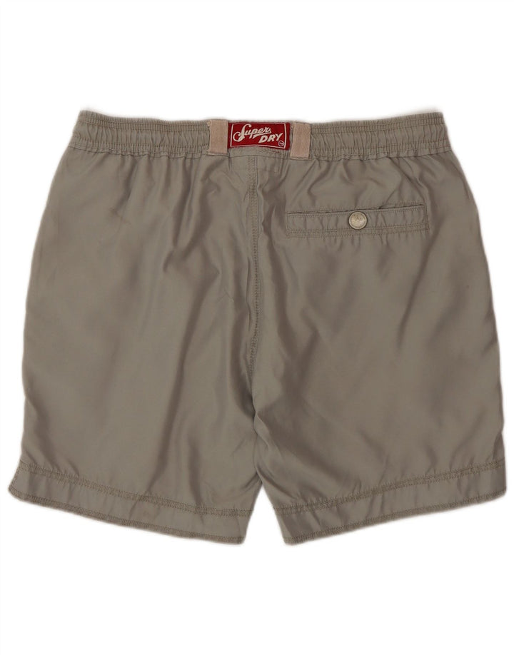 Superdry Herren-Badeshorts mit Grafik, mittelgraues Polyester