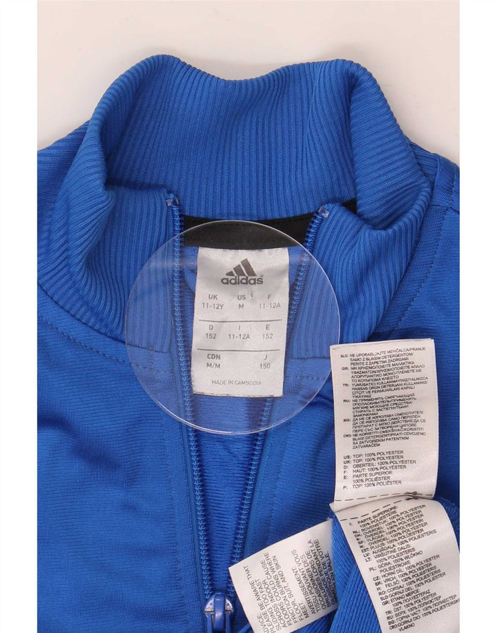 Adidas Jungen Trainingsanzug Top Jacke 11-12 Jahre Blaues Polyester
