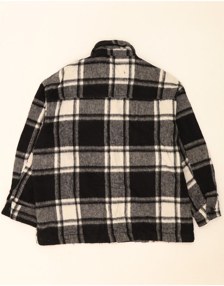 Übergroße Utility-Jacke von Zara für Damen, UK 10, Small, schwarz, kariert, Acryl