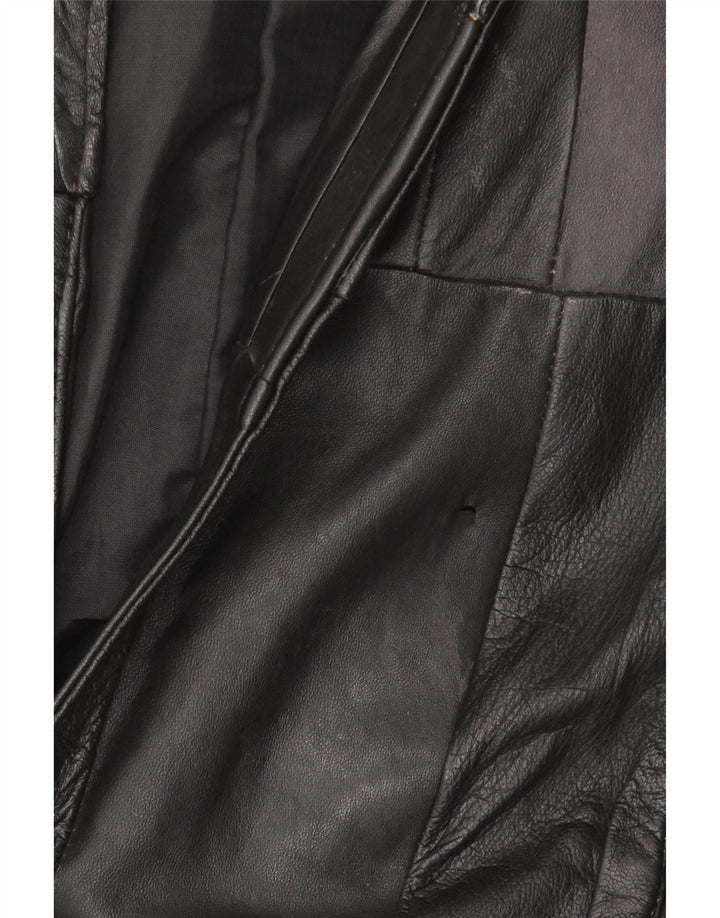 VINTAGE Herren Lederweste UK 38 Medium Schwarz Patchwork