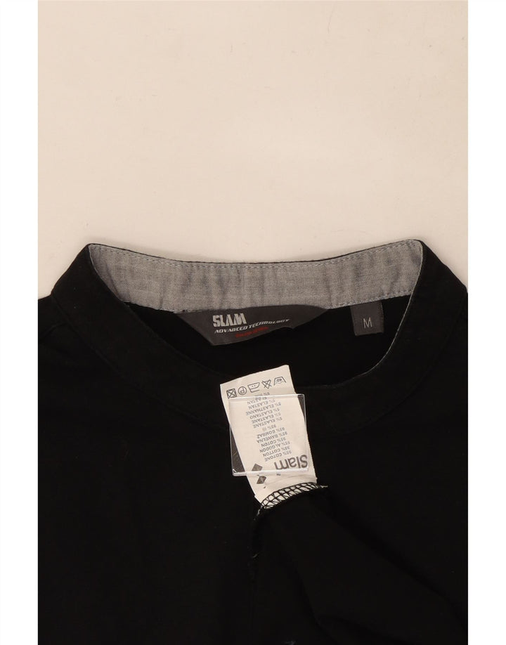 Slam Damen Top Langarm UK 12 Medium Schwarz Baumwolle