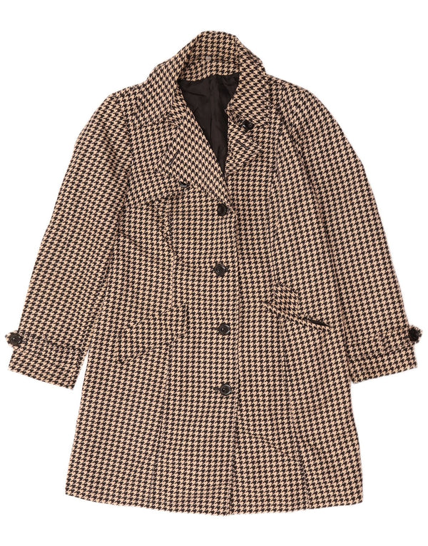 Marks & Spencer Damen Trenchcoat UK 14 Large Beige Hahnentrittmuster Polyester