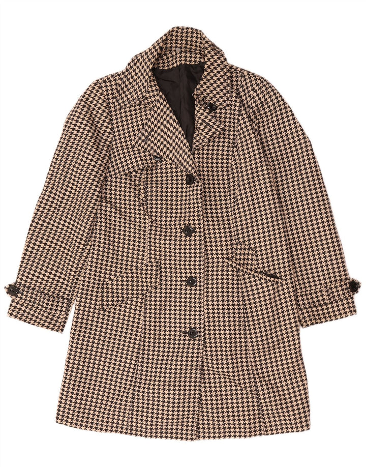 Marks & Spencer Damen Trenchcoat UK 14 Large Beige Hahnentrittmuster Polyester