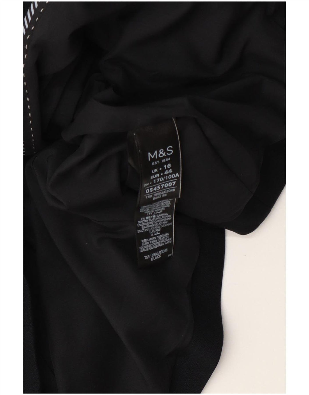 Marks & Spencer Damen Crop 2 Button Blazer Jacke UK 16 Large Schwarz