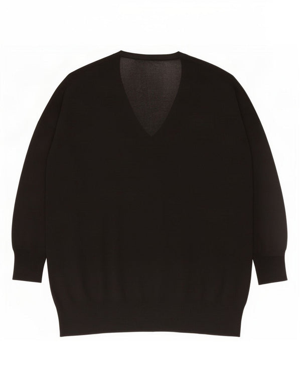 Zara Damen-Pullover, übergroß, V-Ausschnitt, Gr. 10, Größe S, Schwarz, Baumwolle