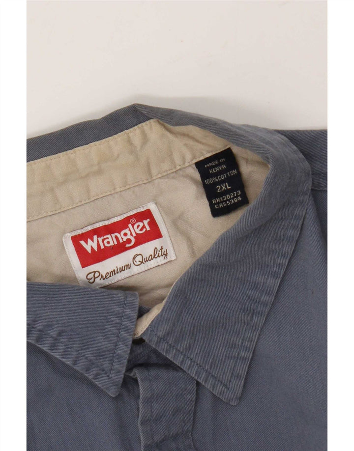Wrangler Herrenhemd 2XL Blaue Baumwolle