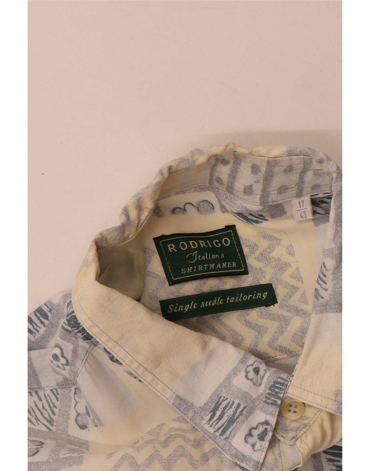 Rodrigo Herren Kurzarmhemd Größe 43 17 XL Beige Patchwork Baumwolle