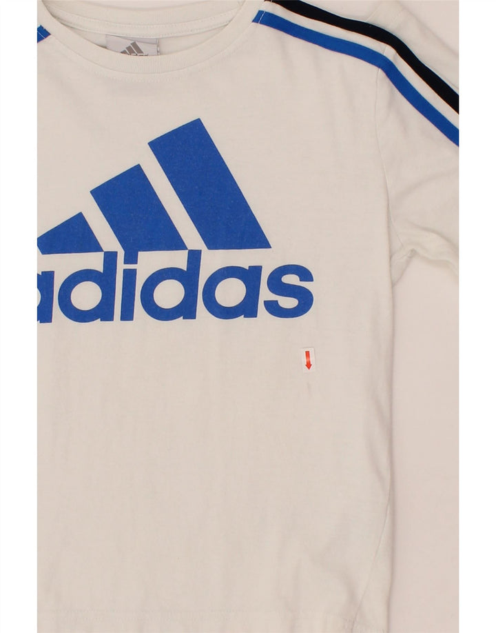 ADIDAS Boys Graphic Top Long Sleeve 11-12 Years White Cotton Vintage Adidas and Second-Hand Adidas from Messina Hembry 