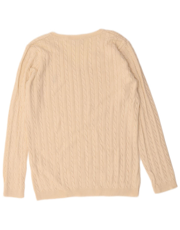 U.S. Polo Assn. Damen-Pullover mit V-Ausschnitt, UK 14, mittelbeige Baumwolle