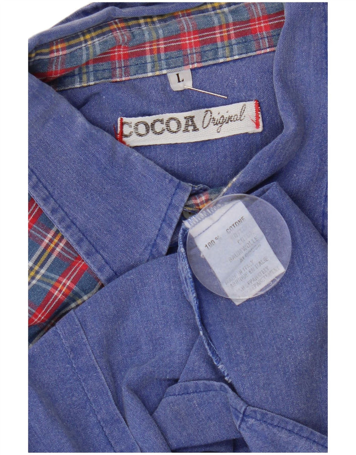 Cocoa Herren-Jeanshemd, groß, blau kariert, Baumwolle