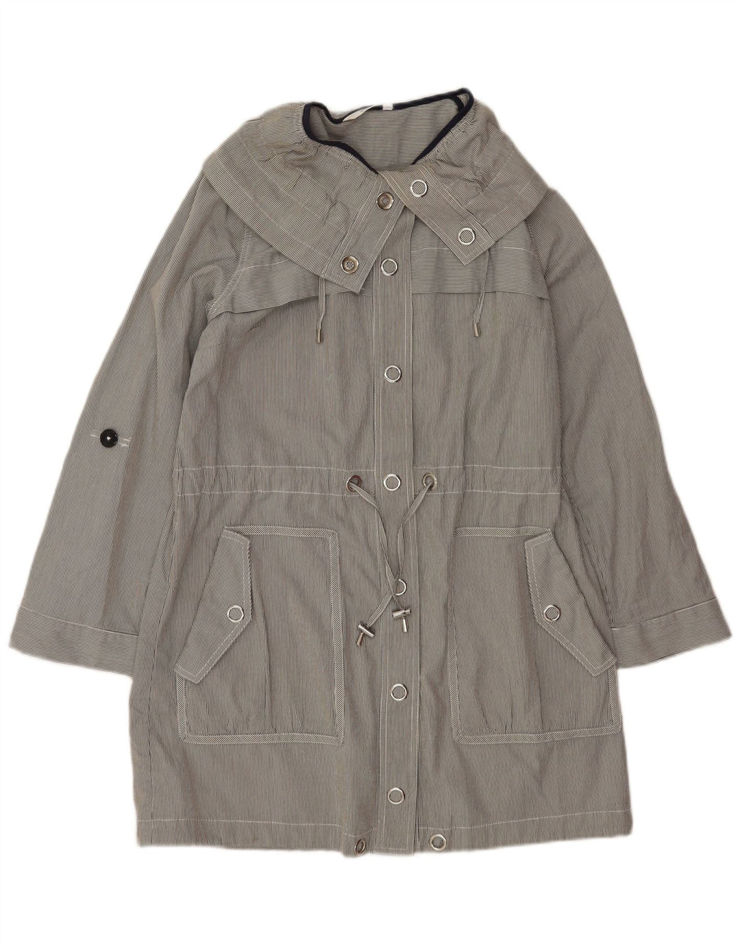 Marks & Spencer Damen-Trenchcoat in Übergröße, Gr. 10, Größe S, Grau, Nadelstreifen