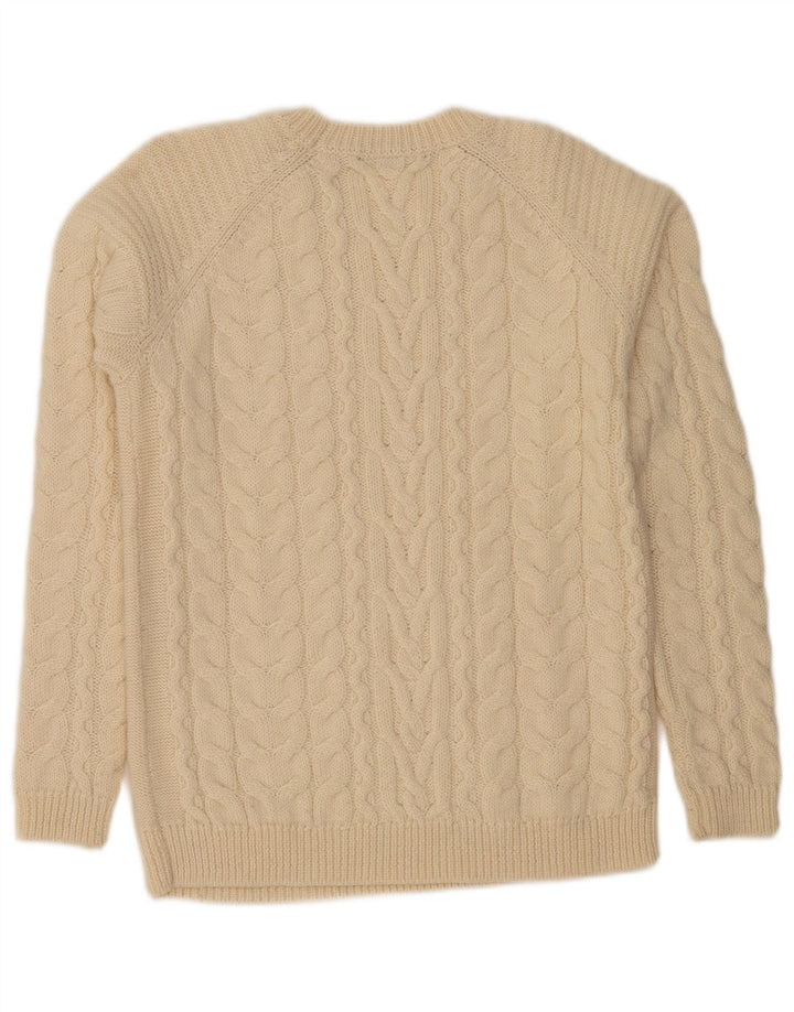 HALLHUBER Damen-Pullover mit Rundhalsausschnitt, UK 14, mittelbeige Wolle